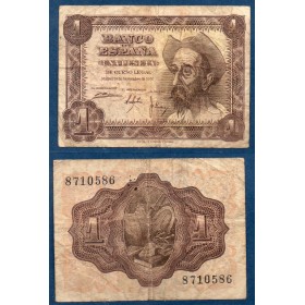 Espagne P.139a, B Billet de banque de 1 peseta 1951 Don Quijote
