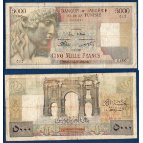 Algérie P.109b, TB-, Billet de 5000 francs 21.3.1955 Apollon