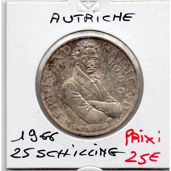 Autriche 25 Schilling 1966 Spl, KM.2899 Ferdinand Raimund