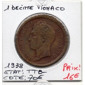 Monaco 1 Décime 1838 MC TTB-, Gad.105 Honore V