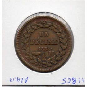 Monaco 1 Décime 1838 MC TTB-, Gad.105 Honore V