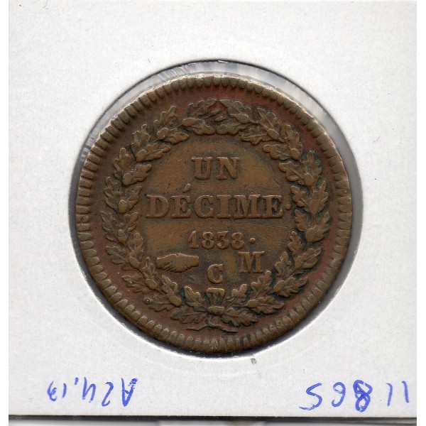 Monaco 1 Décime 1838 MC TTB-, Gad.105 Honore V