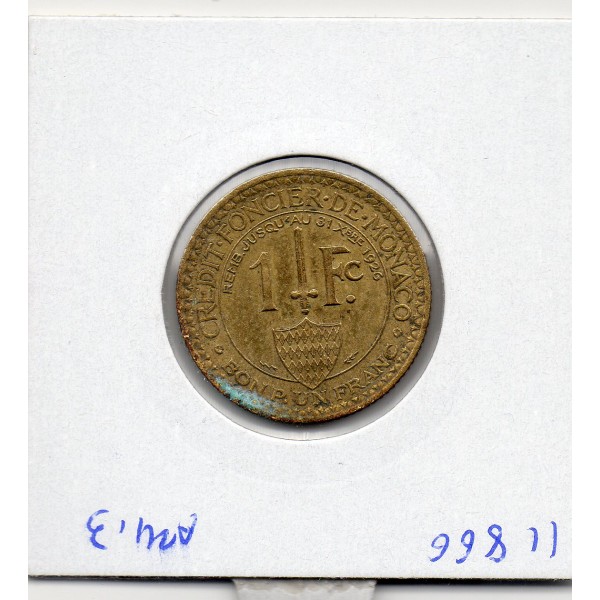 Monaco crédit Foncier 1 franc 1924 TTB+, Gad.127