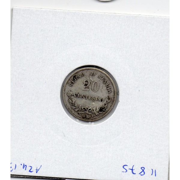 Italie 20 centesimi 1863 M BN TTB-, KM.13.1 Vittorio Emanuele