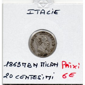 Italie 20 centesimi 1863 M BN TTB, KM.13.1 Victor Emmanuel II