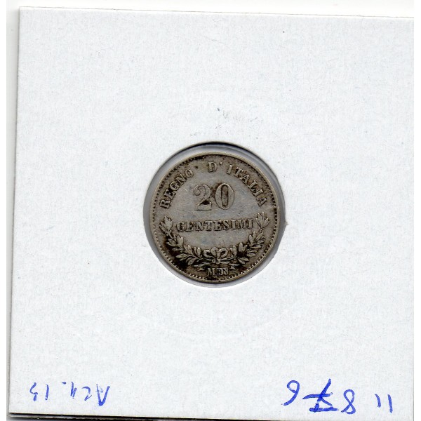 Italie 20 centesimi 1863 M BN TTB, KM.13.1 Victor Emmanuel II