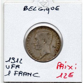 Belgique 1 Franc 1912 en Français TTB, KM.72 Albert 1er