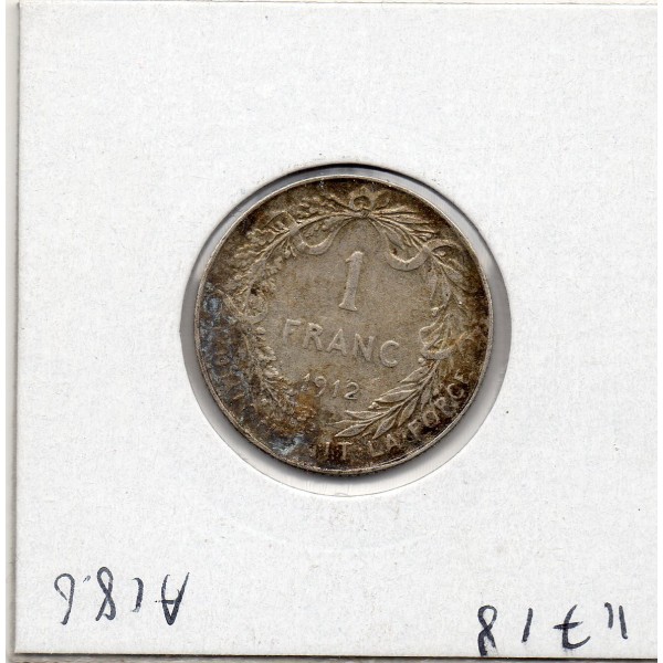 Belgique 1 Franc 1912 en Français TTB, KM.72 Albert 1er