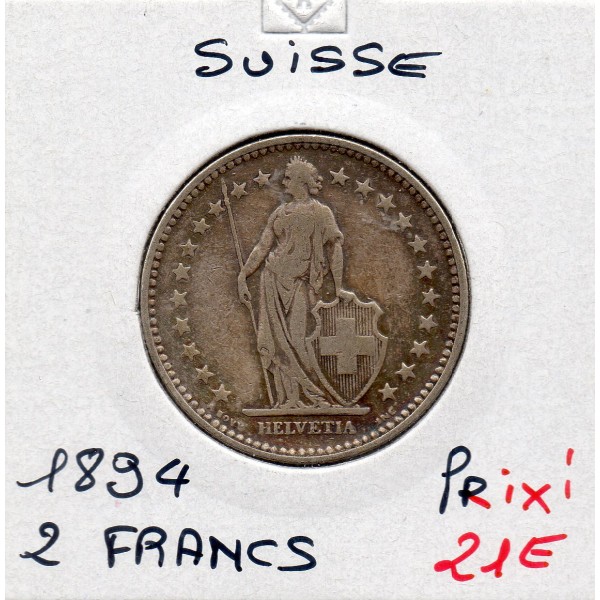 Suisse 2 francs 1894 TTB-, KM.21