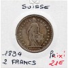Suisse 2 francs 1894 TTB-, KM.21