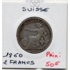 Suisse 2 francs 1860 TB, KM.10a Helvetia assise