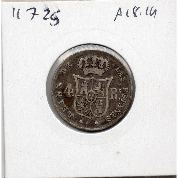 Espagne 4 reales 1853 Etoile 7 branches Séville TB, KM 600.3 Isabelle II