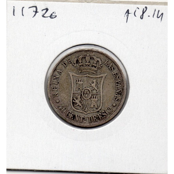 Espagne 40 centimos 1866 Etoile 6 branches Madrid TTB-, KM.628 Isabelle II