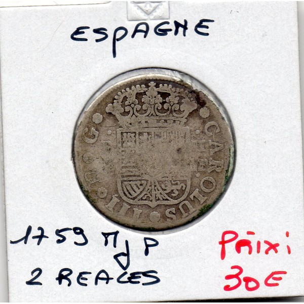 Espagne 2 reales 1759 M JP Madrid TB-, KM.388 Charles III