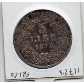 Vatican 5 lire 1870 an XXV Sup, KM.1385 Pius ou Pie IX