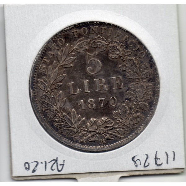 Vatican 5 lire 1870 an XXV Sup, KM.1385 Pius ou Pie IX