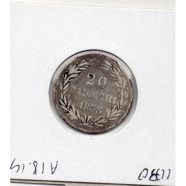 Vatican 20 Baiocchi 1835 B Bologne TTB, KM.1322 Gregoire XVI