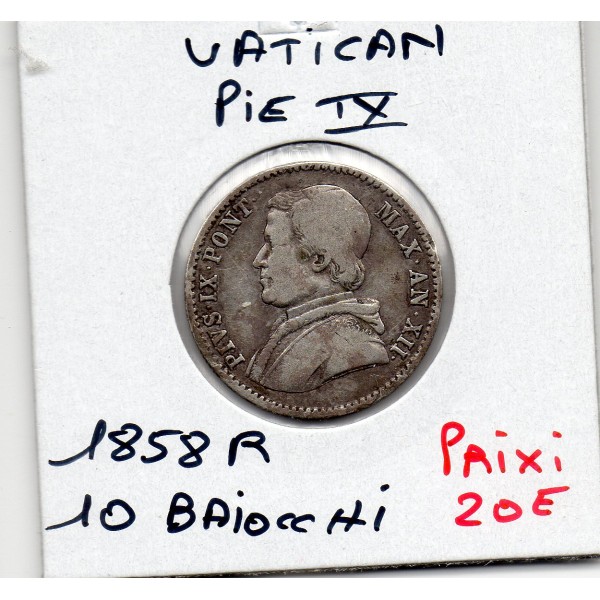 Vatican 20 Baiocchi 1857 an XII TB, KM.1337a Pius ou Pie IX