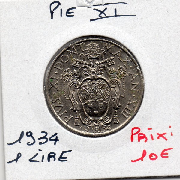 Vatican 1 lire 1934 Spl, KM.5 Pie XI