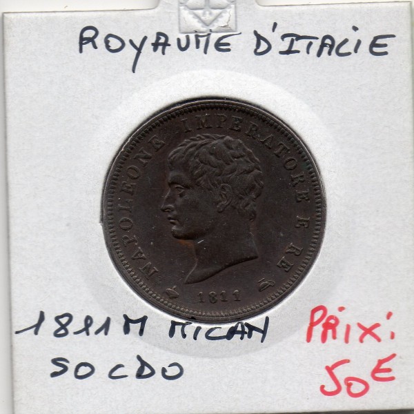 Royaume d'Italie 1 soldo 1811 M Milan Sup-, KM.C3 Napoléon 1er