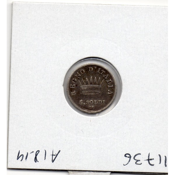 Royaume d'Italie 5 soldi 1811 M Milan TTB, KM.C5 Napoléon 1er