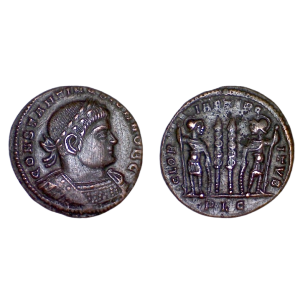 AE3 Constantin II (330-331), RIC.238 GLORIA EXERCITVS, Lyon