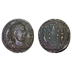 AE3 Constantin II (335), RIC.388 GLORIA EXERCITVS, Arles