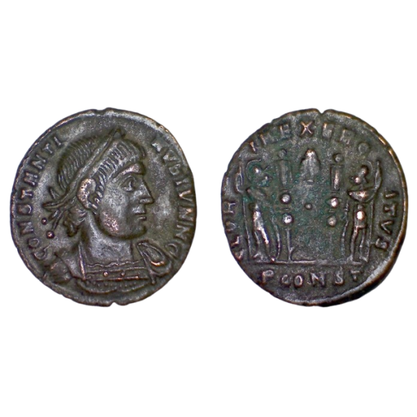 AE3 Constantin II (335), RIC.388 GLORIA EXERCITVS, Arles