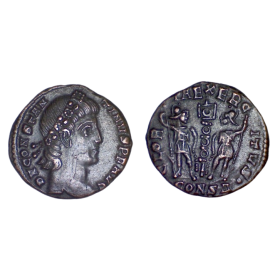 AE3 Constantin II (337-348), RIC.24 GLORIA EXERCITVS, Constantinople