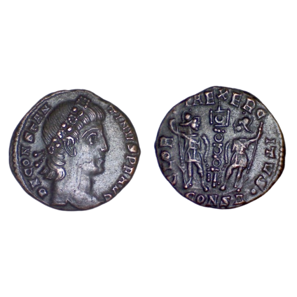 AE3 Constantin II (337-348), RIC.24 GLORIA EXERCITVS, Constantinople