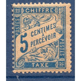 Timbre France Taxes Yvert 28a papier gc Type Duval 5c bleu neuf **