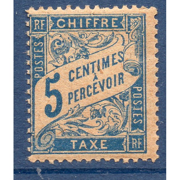 Timbre France Taxes Yvert 28a papier gc Type Duval 5c bleu neuf **
