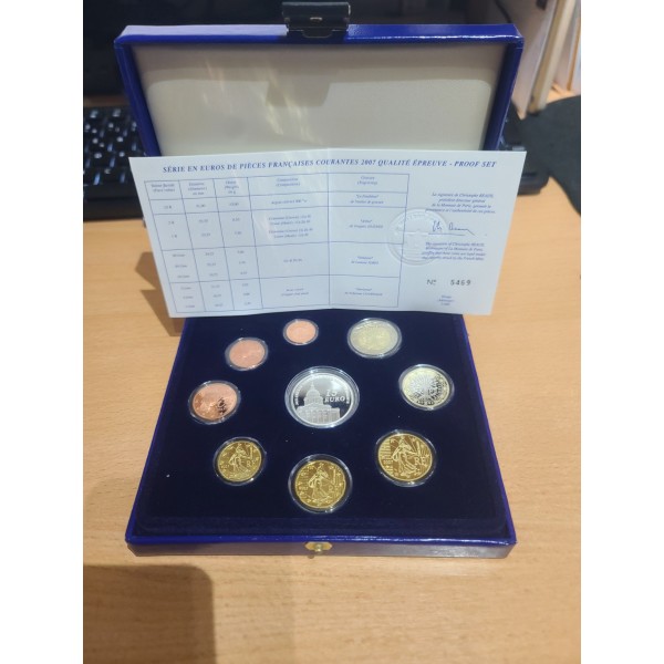 Coffret BE France 2007 pièces de monnaies Euros