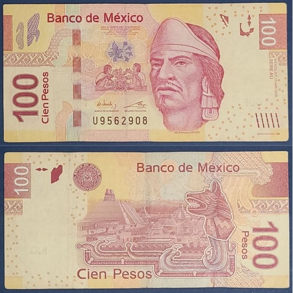 Mexique P.124au, TTB Billet de 100 pesos 13.5.2015 Nezahualcoyotl