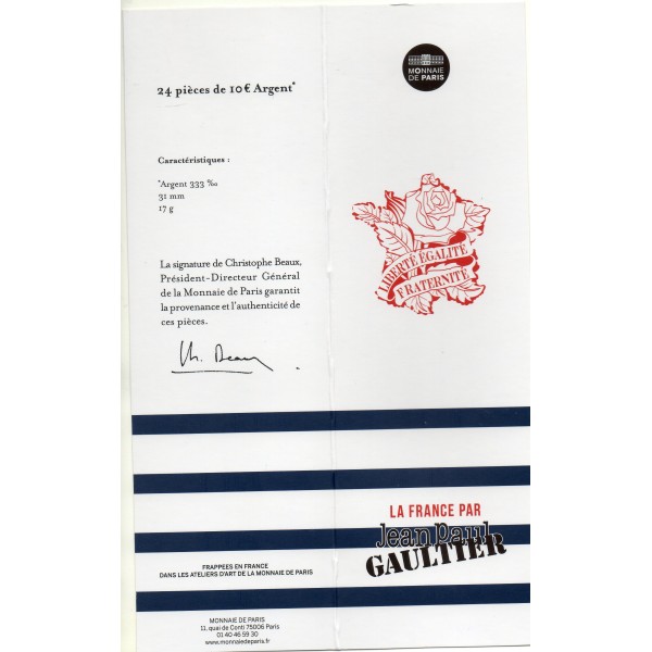 Coffret 10€ argent 2017 - La France par Jean Paul Gaultier - 24 pièces