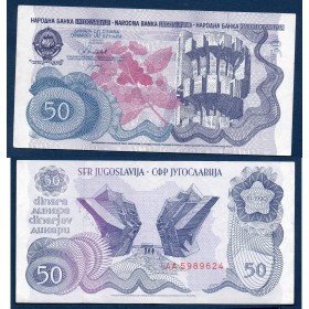 Yougoslavie P.101a, TTB Billet de 50 Dinara 1990 monument partisan