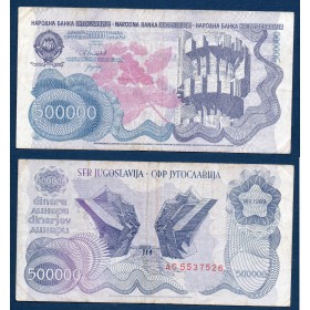 Yougoslavie P.98a, TB Billet de 500000 Dinara 1989