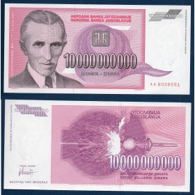 Yougoslavie P.127, Neuf Billet de 10 milliard Dinara 1993 Tesla