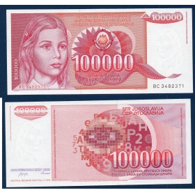 Yougoslavie P.97, Neuf Billet de 100000 Dinara 1989