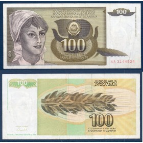 Yougoslavie P.108, TTB Billet de 100 Dinara 1991 paysanne