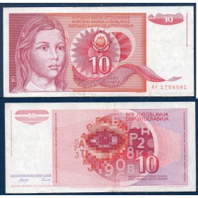 Yougoslavie P.103, TTB Billet de 10 Dinara 1990 fille