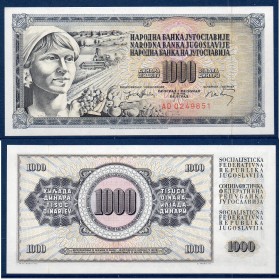 Yougoslavie P.86, Neuf Billet de 1000 Dinara 1974 paysanne