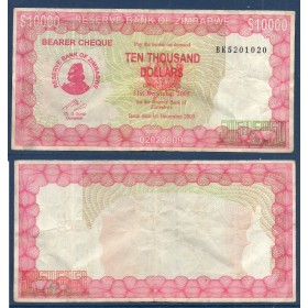 Zimbabwe P.22e, TTB Billet de 10000 Dollars 2003
