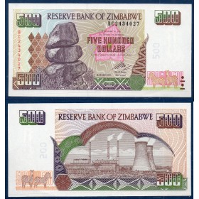 Zimbabwe P.11b, neuf Billet de 500 Dollars 2001