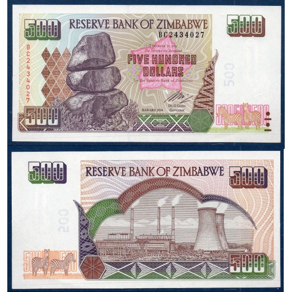 Zimbabwe P.11b, neuf Billet de 500 Dollars 2001