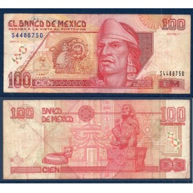Mexique P.102, TB Billet de 100 nuevos pesos 1992 Nezahualcoyotl