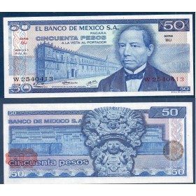 Mexique P.65a, Neuf Billet de 50 pesos 1973 Benito Juarez