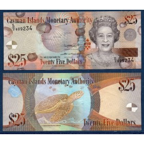 Cayman P.41c TTB Billet de 25 dollars 2018 tortue