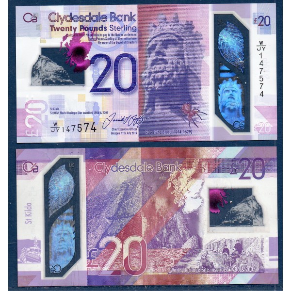 Ecosse P.229Ra, TTB Billet de 20 pounds 2019 Robert the Bruce