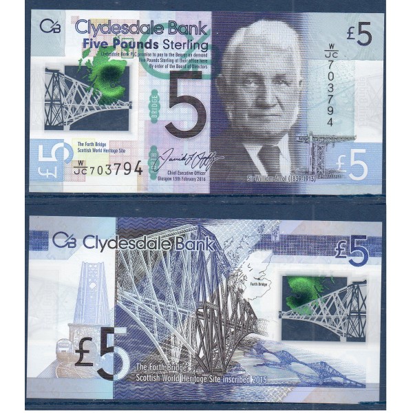 Ecosse Pick N°229Oa, TTB+ Billet de 5 pounds 2065 Forth Bridge